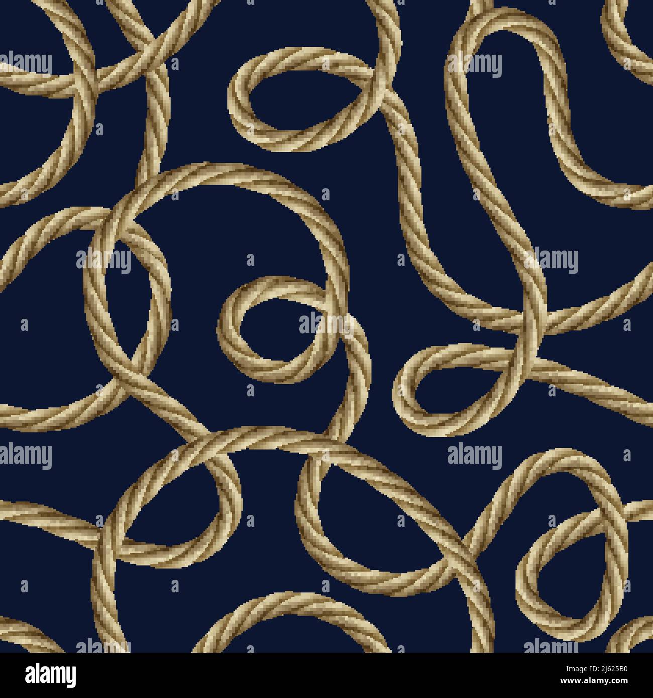 Twisted ship rope on navy blue background seamless pattern vector illustration Stock Vector
