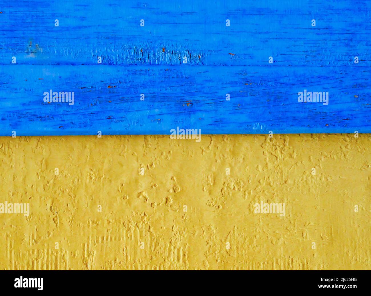 Blue and yellow painted wall Stock Photo