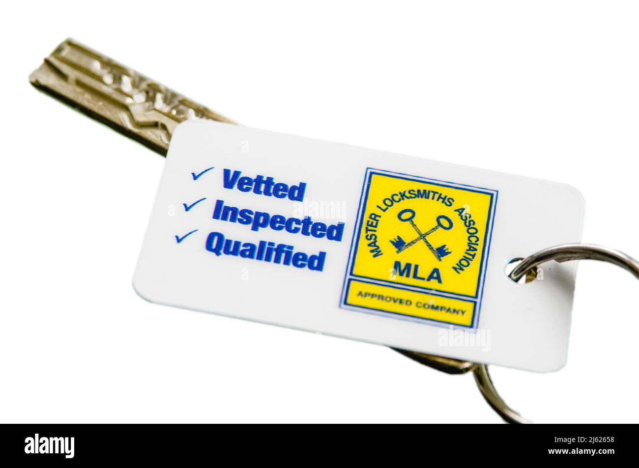High security key from the Master Locksmiths Association Stock Photo