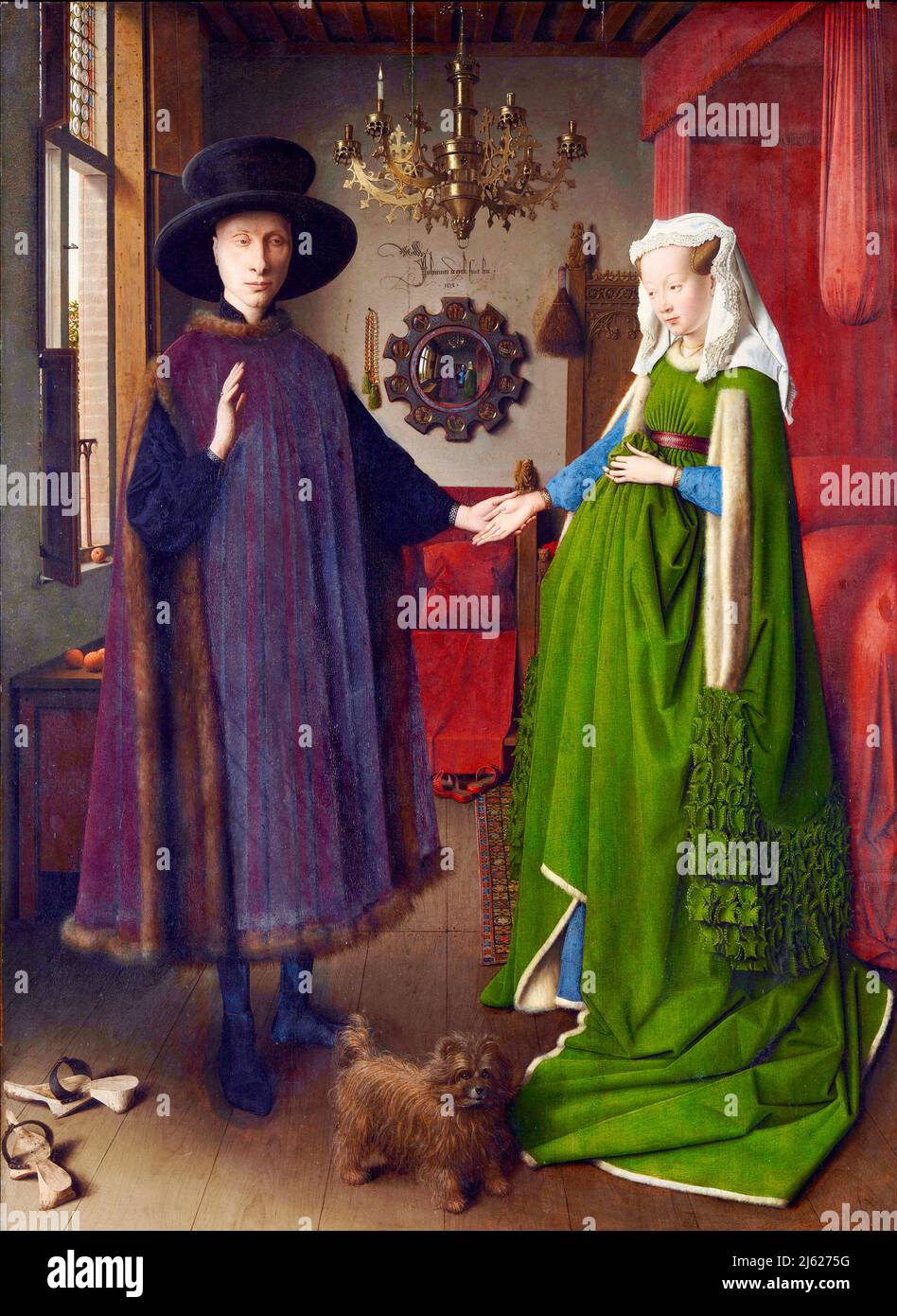 Jan van Eyck - The Arnolfini Portrait (or The Arnolfini Wedding, The Arnolfini Marriage, the Portrait of Giovanni Arnolfini and his Wife - 1434 Stock Photo
