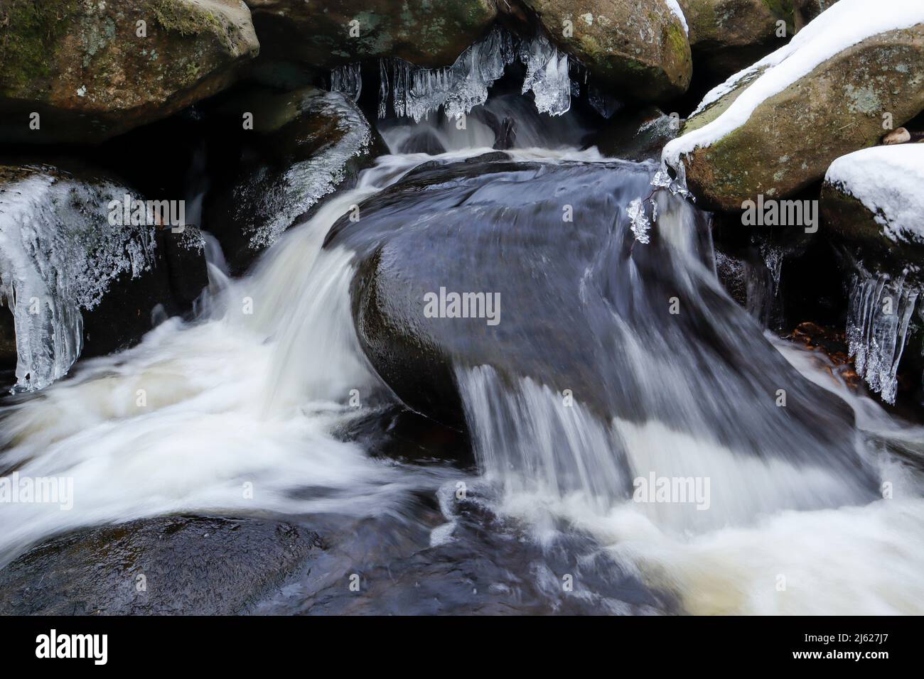 Frozen water Derbyshire UK Stock Photo