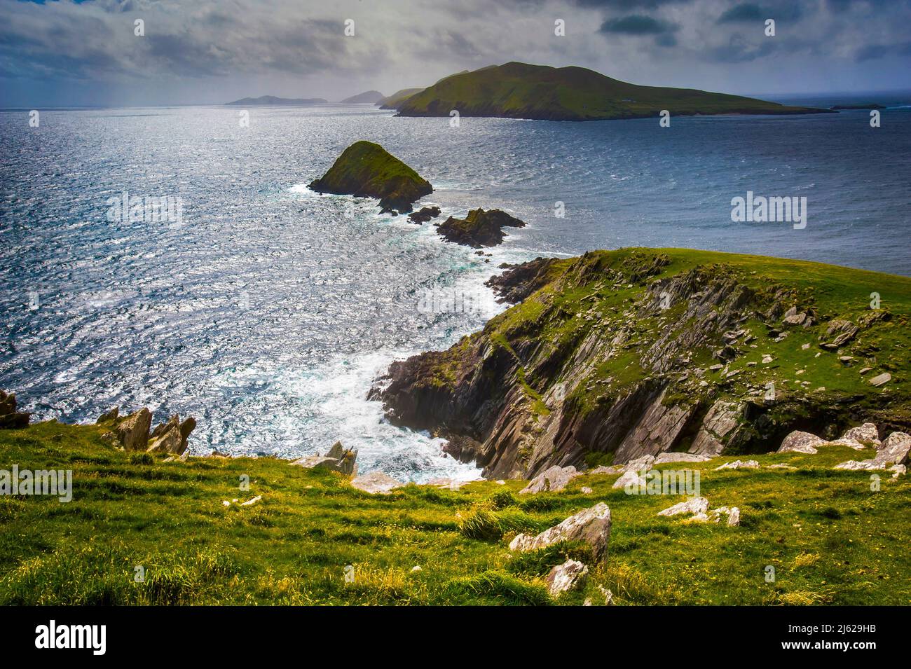 Dunmore Head looking to the Basket Islands, Dingle, County Kerry, Ireland Stock Photo