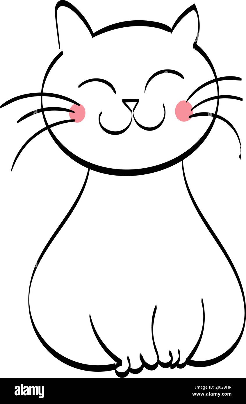 Cute Cat line art for print or use as poster, card, flyer or T