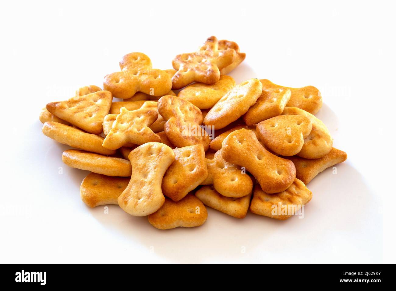 delicious crackers on a white background Stock Photo