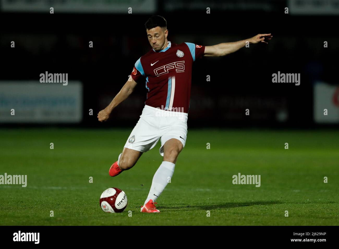 SOUTH SHIELDS, UK. APR 26TH Robert Briggs of South Shields in action during the Northern Premier League Premier Play Off Semi Final match between South Shields and Warrington Town at Mariners Park, South Shields on Tuesday 26th April 2022. (Credit: Will Matthews | MI News) Credit: MI News & Sport /Alamy Live News Stock Photo