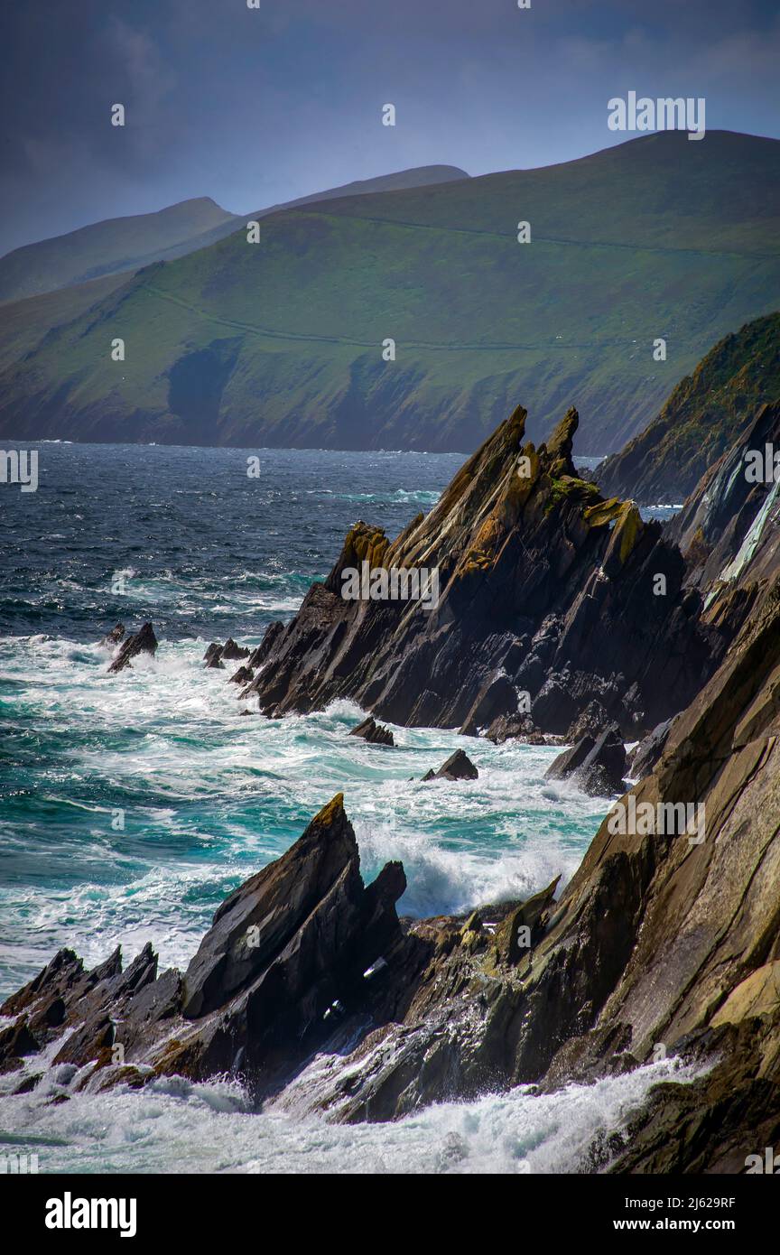 Beside Coumeenole beach at Dunmore Head, Dingle Peninsula, County Kerry, Ireland Stock Photo