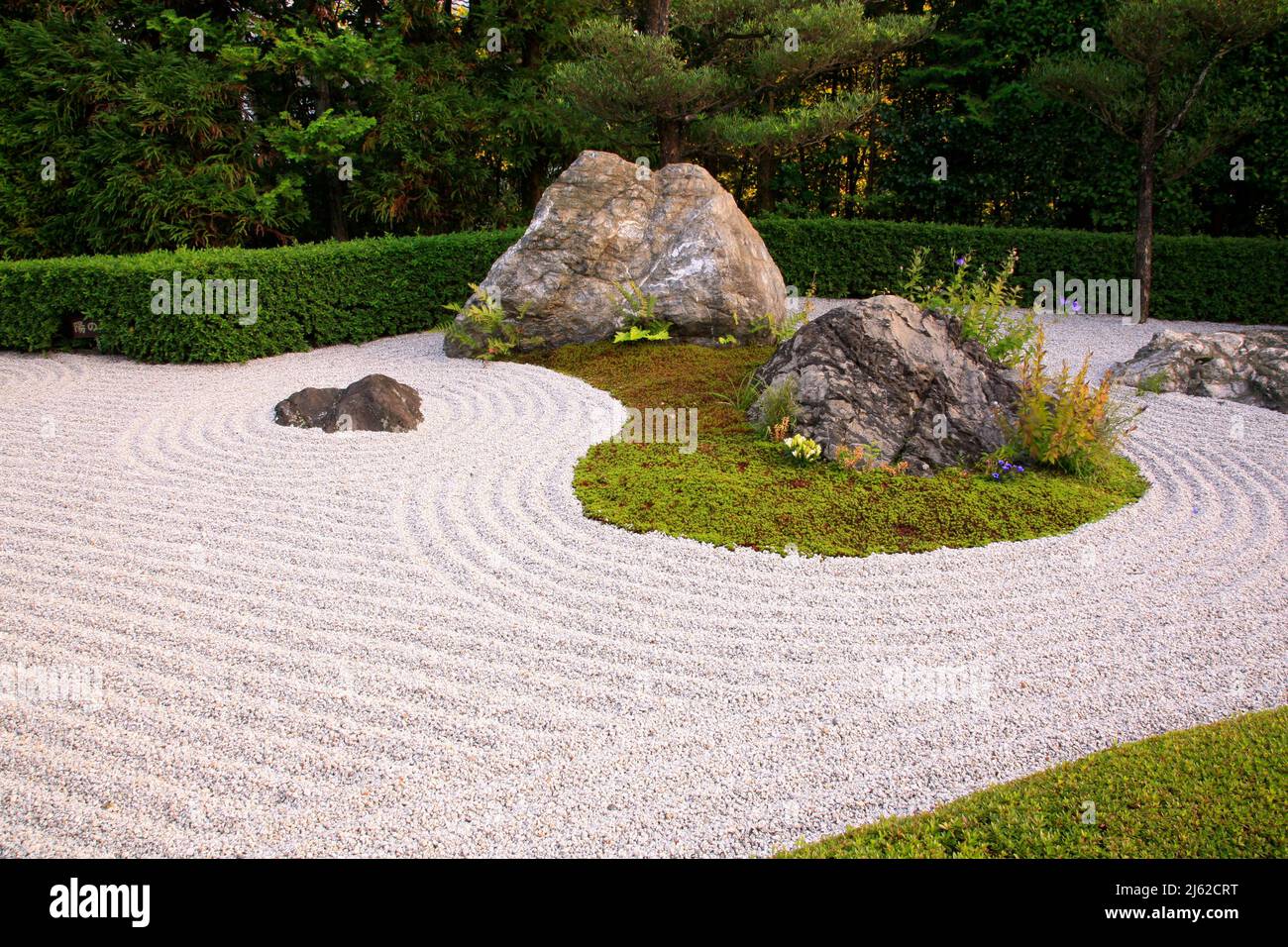 Landscape stone garden (karesansui), containing several