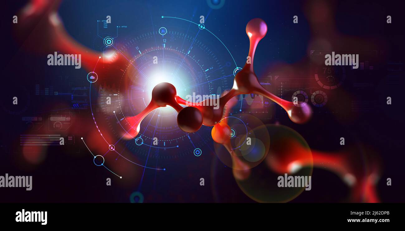 AI technology. Abstract model molecule. Digital technologies in