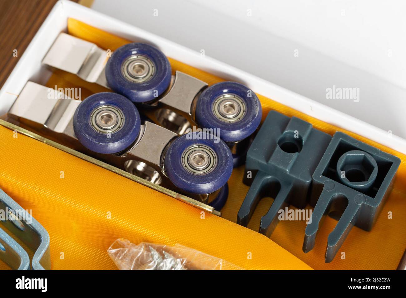set of roller mechanism for sliding doors. Door furniture Stock Photo Alamy