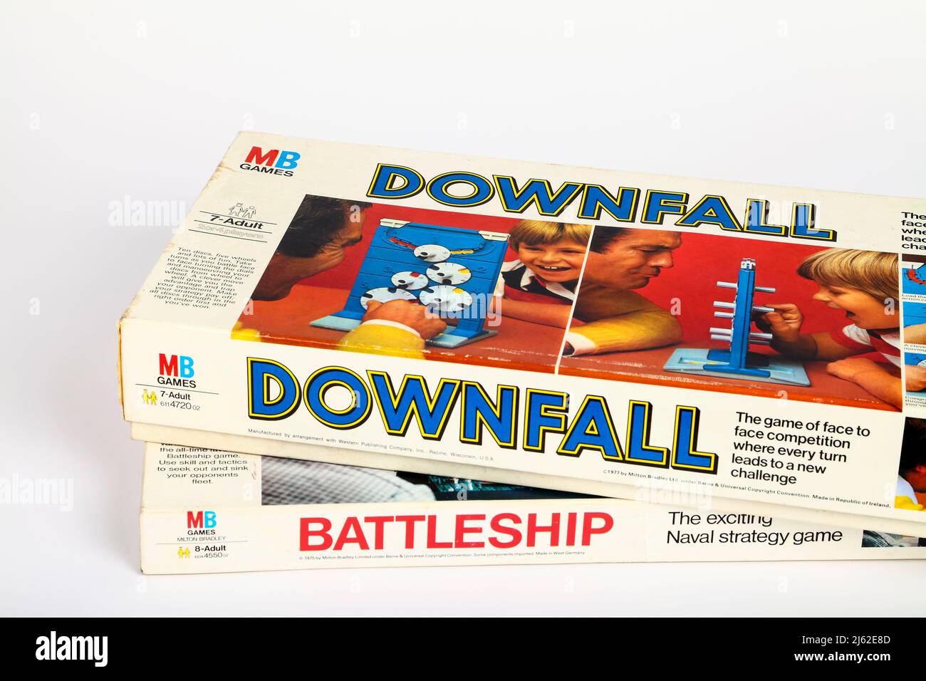 Mb Games Battleship tactical naval war strategy game for two players and Downfall game Stock Photo