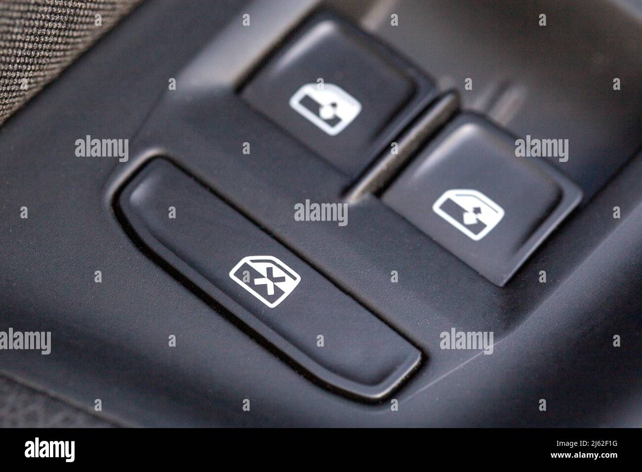 The button for turning on and off the electric windows in the car