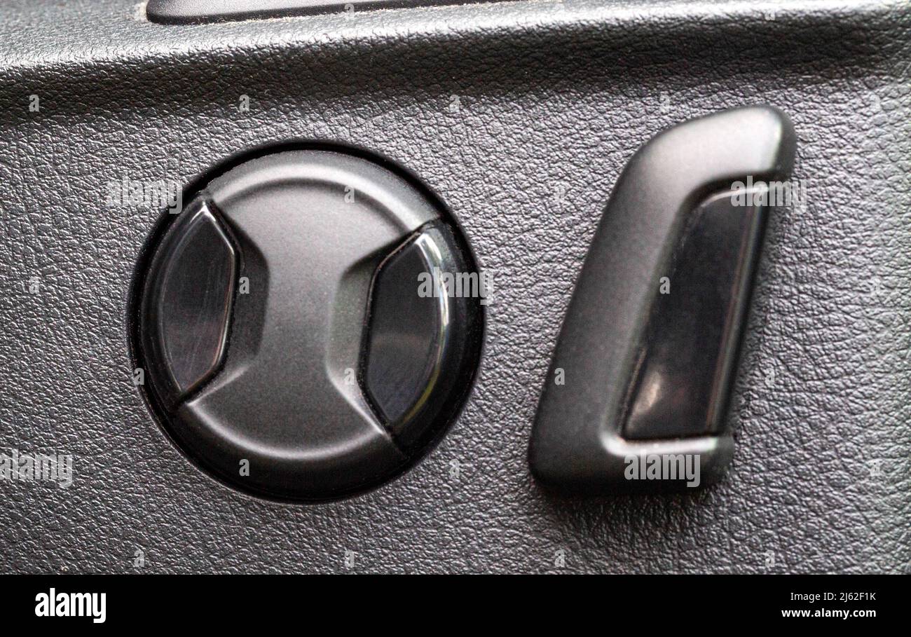 Electric seat adjustment in a car. Backrest angle and seat height Stock Photo Alamy