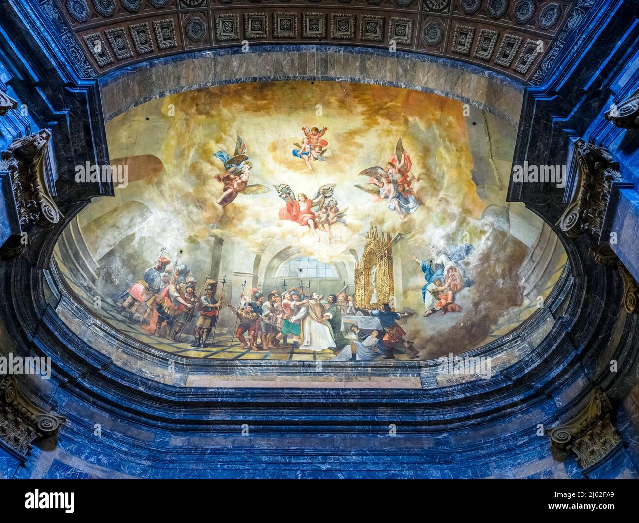 Frescoed dome of the Chapel of Saint Narcissus Basilica of Saint Felix Girona, Spain Stock