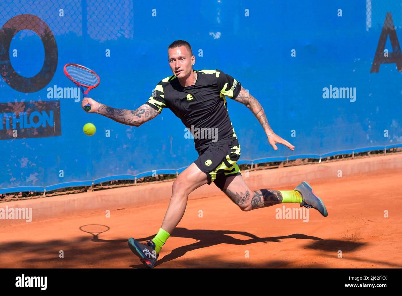 Rome, Italy. 26th Apr, 2022. Denis Yevseyev (KAZ) during the ATP Challenger  Roma Open tennis tournament round of 32 at Garden Tennis Club on April 26,  2022 in Rome, Italy (Photo by