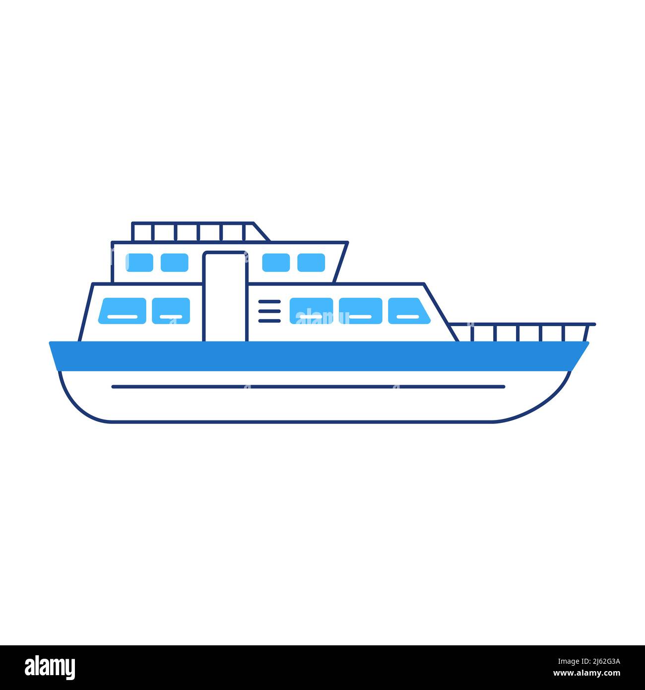 Vector illustration of cartoon ship on white background. Stock Vector