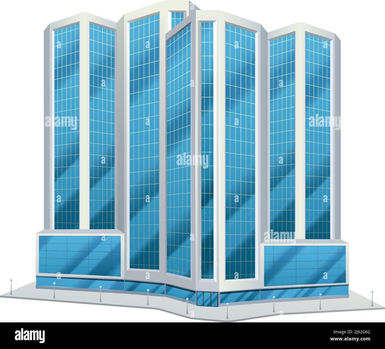 Modern urban glass tower design city downtown office centre tall buildings day skyline abstract flat vector illustration Stock Vector