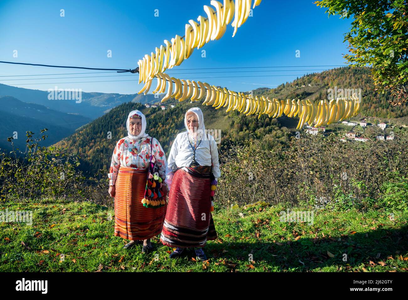 Turkmen Anatolian women in their traditional clothes. Ordu / Turkey Stock Photo