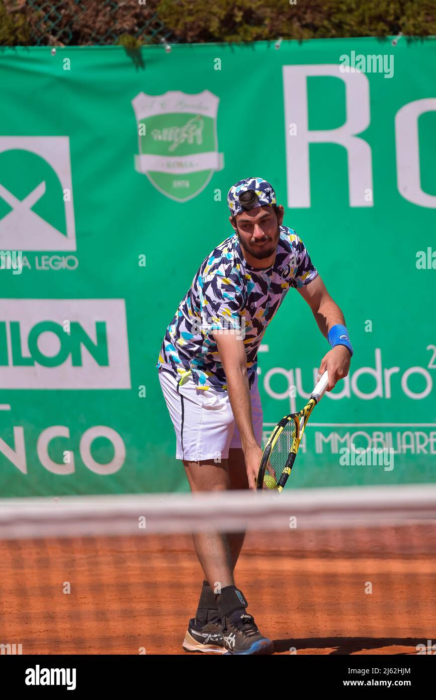 Rome, Italy. 26th Apr, 2022. Giulio Zeppieri (ITA) during the ATP  Challenger Roma Open tennis tournament round of 32 at Garden Tennis Club on  April 26, 2022 in Rome, Italy (Credit Image: ©
