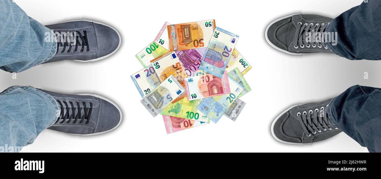 Dispute over money (with Euro banknotes) Stock Photo