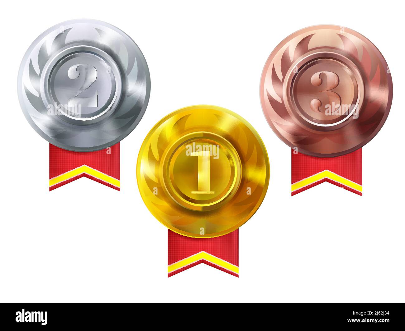 Medals gold, silver and bronze vector illustration of champion awards ...