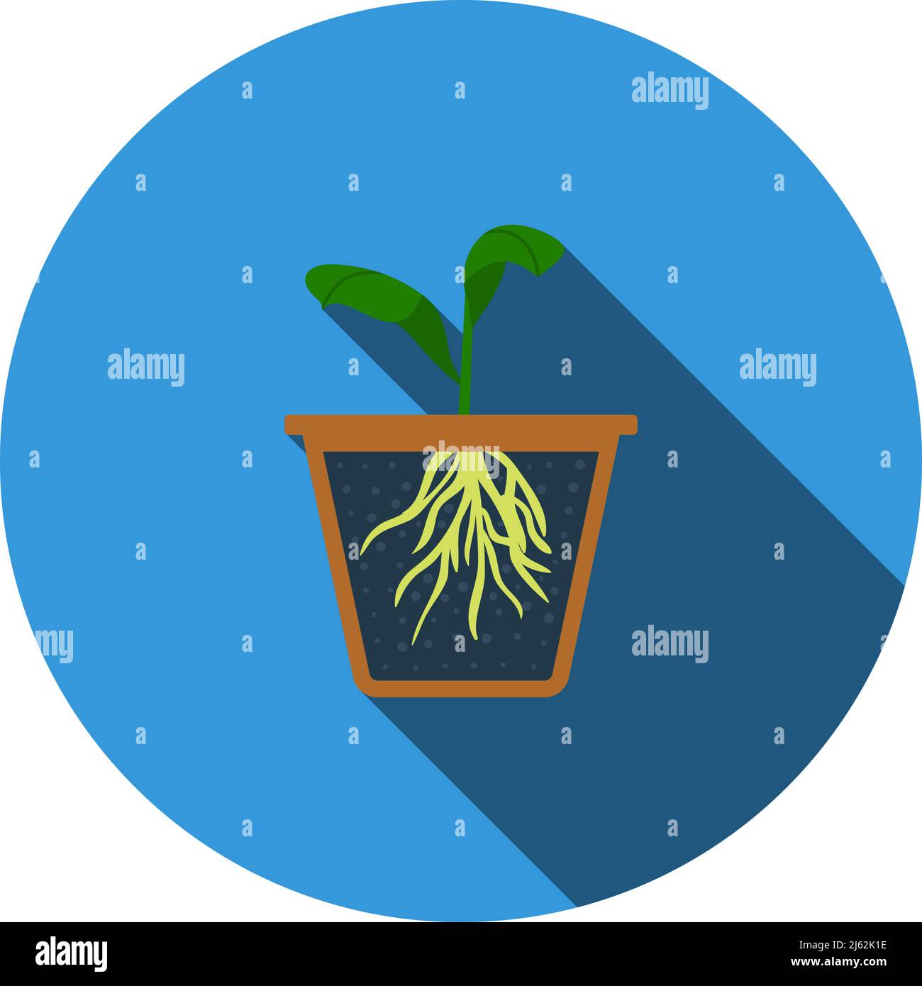 Seedling Icon. Flat Circle Stencil Design With Long Shadow. Vector Illustration. Stock Vector