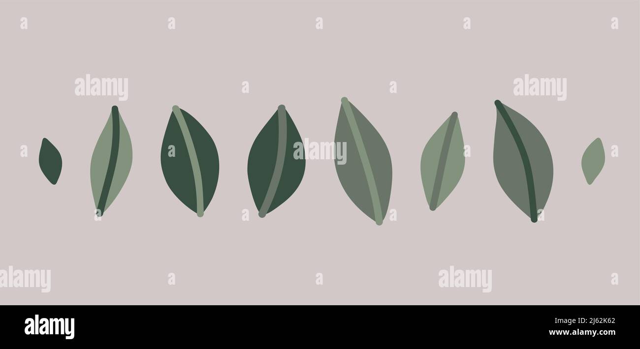 Pastel leaves set Stock Vector