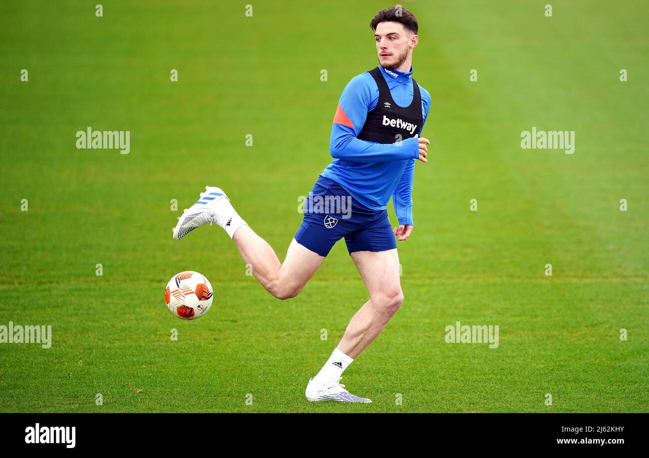 West Ham United's Declan Rice during a training session at LCFC