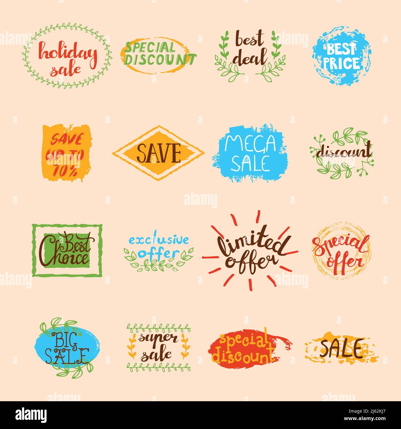Sale labels set of different promotional advertising signs and elements ...