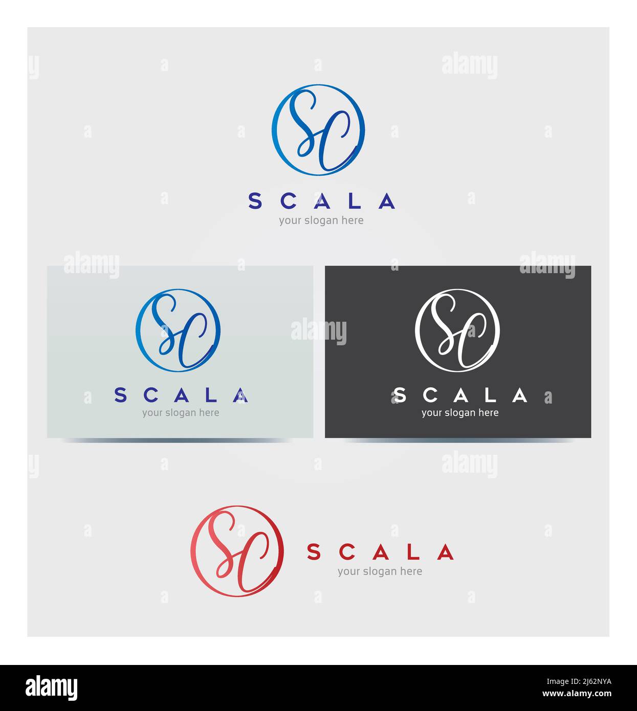 Letter S and C Icons, Monogram, Logo for Corporate Business, Card Mock up in Several Colors Stock Vector