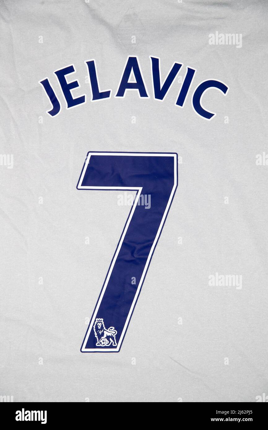 Jelavic 7 on the reverse of a White football shirt Stock Photo