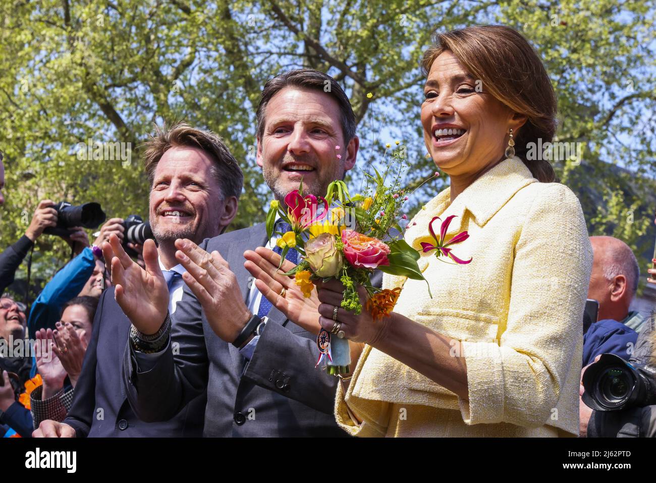 2022-04-27 13:12:06 MAASTRICHT - Prince Pieter-Christiaan, Prince Maurits, Princess Marilene (lr) during King's Day in Maastricht. After two silent corona years, the Dutch celebrate King's Day as usual. ANP POOL PATRICK VAN KATWIJK netherlands out - belgium out Stock Photo