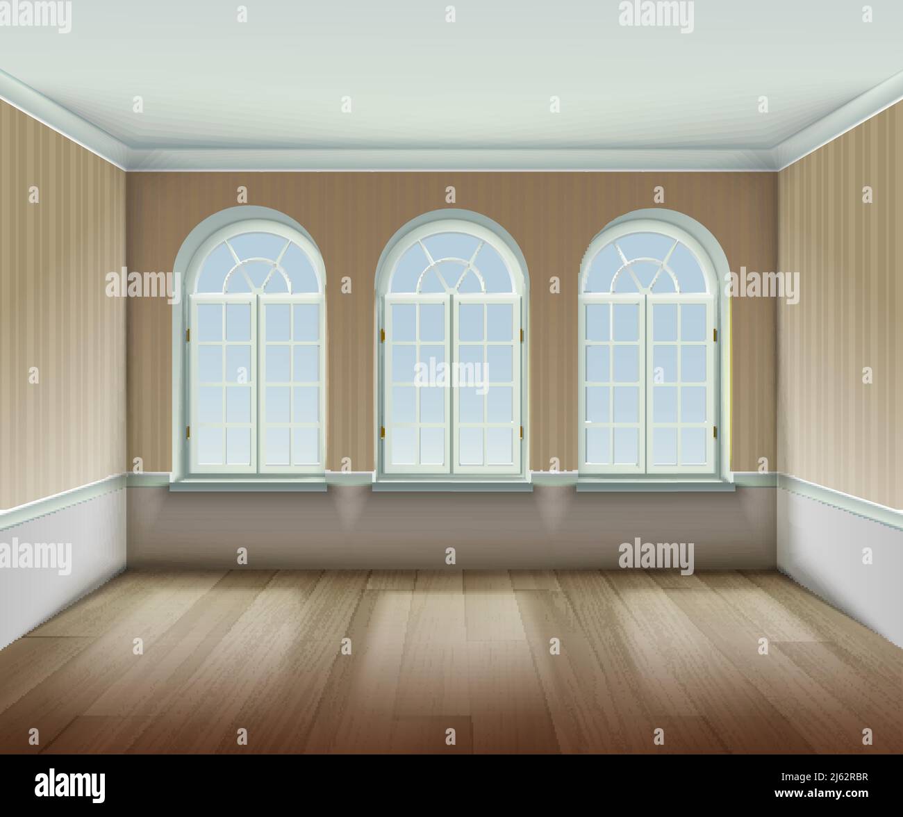 Room With Arched Windows Background. Interior With Arched Windows ...