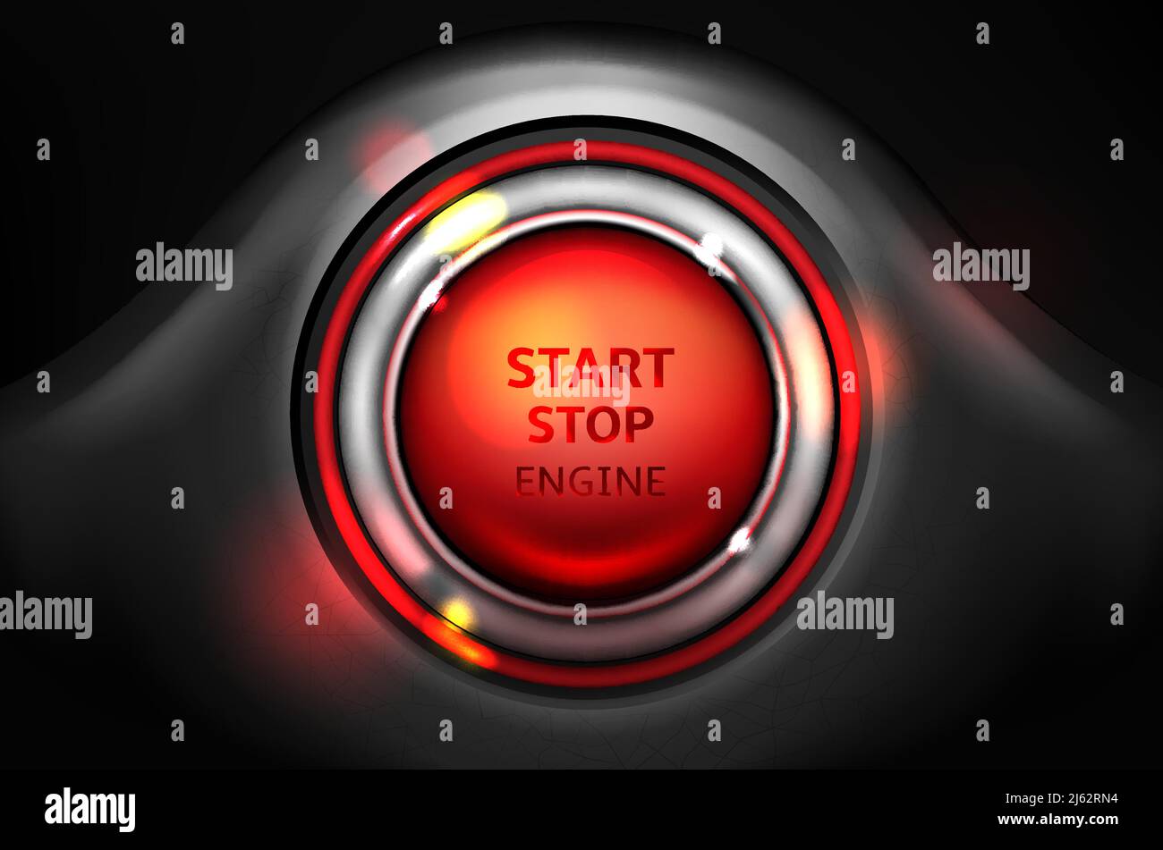 Start and stop car engine ignition button vector illustration