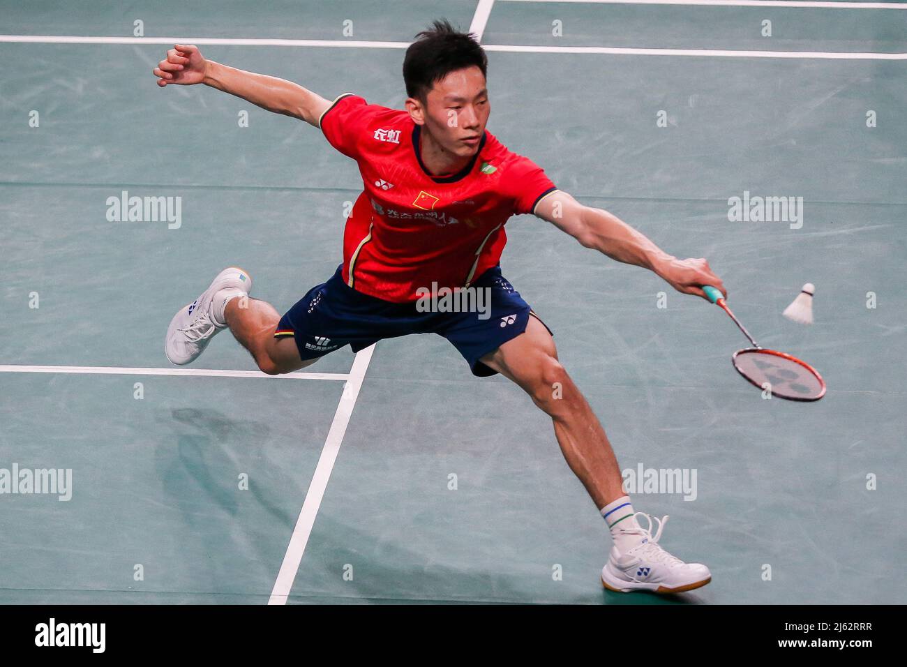 Manila, Philippines. 27th Apr, 2022. Lei Lanxi of China competes during the men's singles 1st