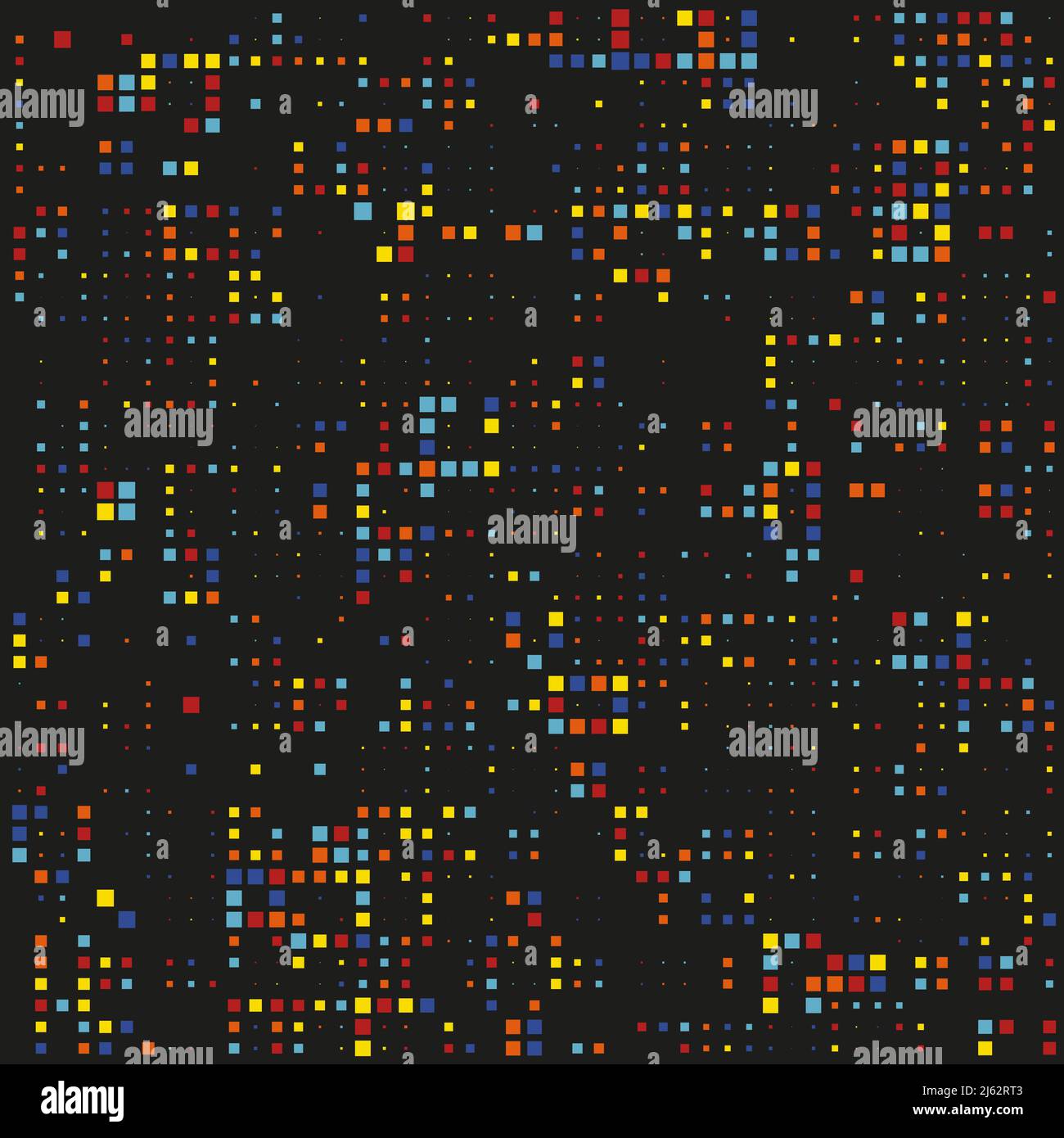 Mosaic seamless dark colored pixel background. Vector illustration.  Stock Vector