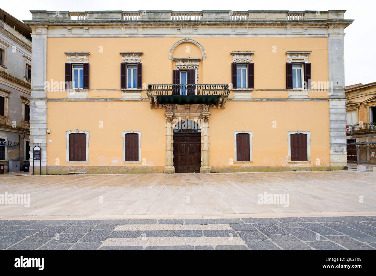 Palazzo Montenegro in Brindisi, is the most significant example of Baroque secular architecture in the city. Apulia (Puglia), Italy. Stock Photo