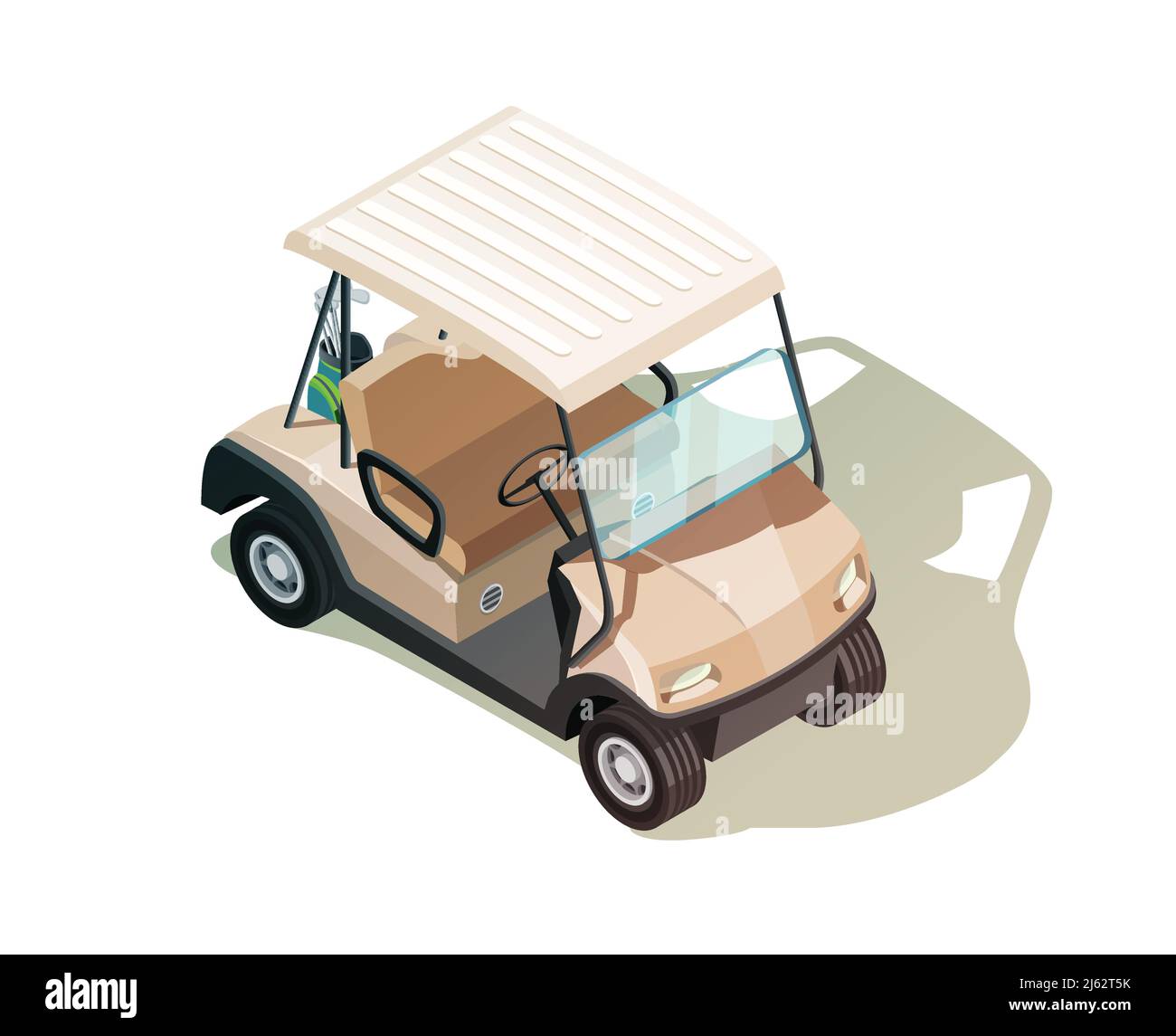 Golf isometric icon composition with realistic buggy vehicle with no passengers on blank background with shadow vector illustration Stock Vector
