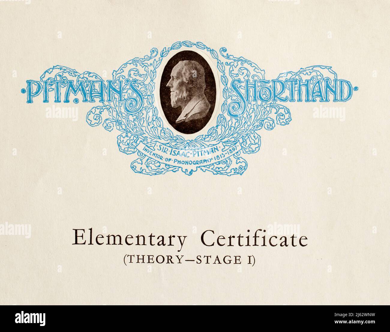 Pitmans Shorthand Certificate Stock Photo Alamy