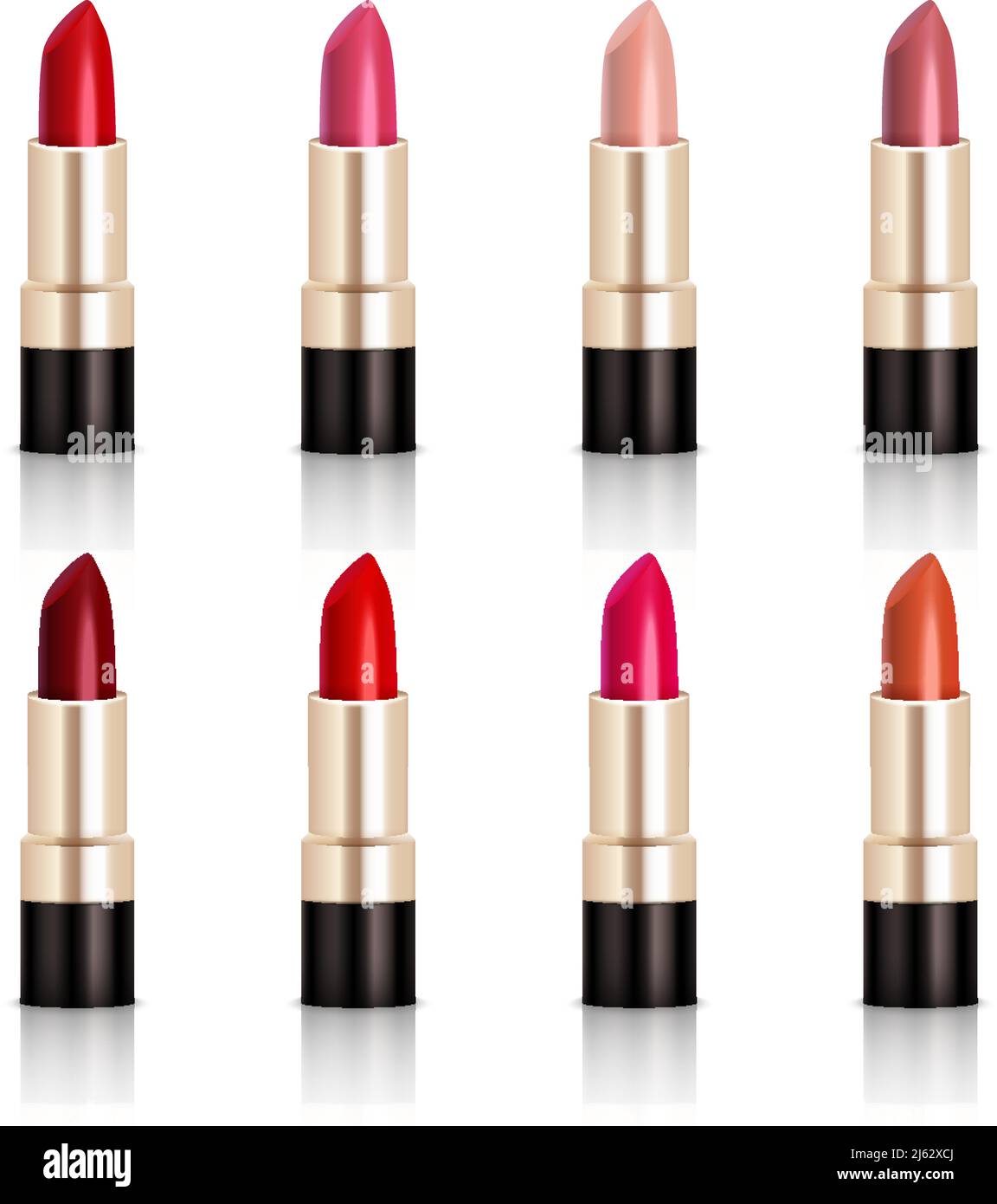 Lipstick assortment set with glossy colors realistic isolated vector ...