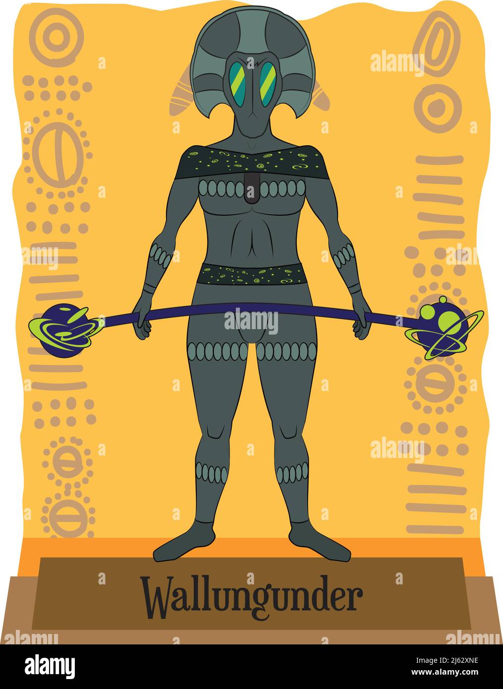 Illustration vector isolated of  Australian mythology, Aboriginal god Wallungunder Stock Vector