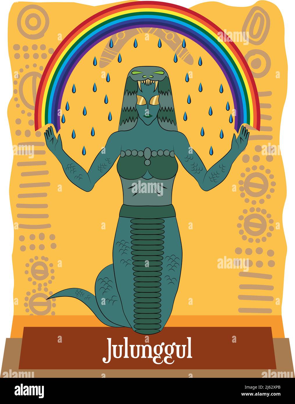 Illustration vector isolated of  Australian mythology, Aboriginal god Julunggul, Rainbow Snake Stock Vector