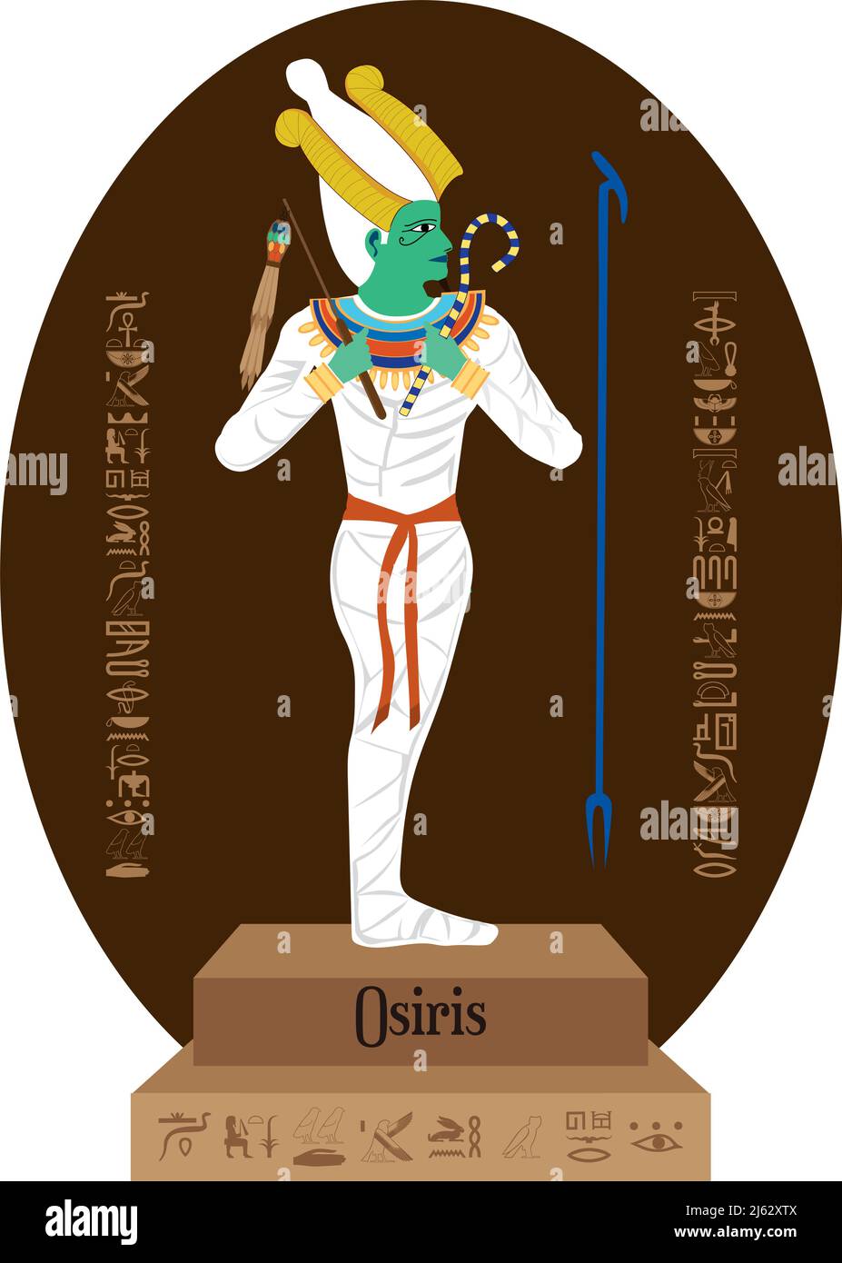 Illustration vector isolated of Egyptian God, Osiris. Stock Vector