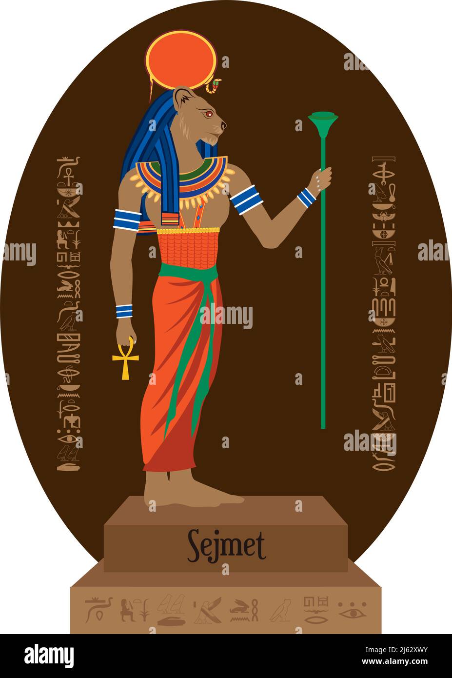 Illustration vector isolated of Egyptian God, Sejmet Stock Vector Image ...