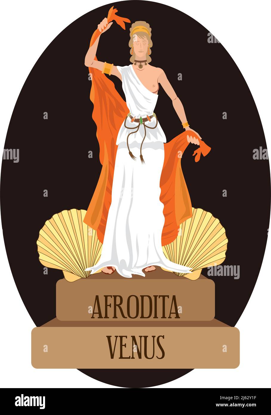Illustration vector isolated of Roman and Greek gods, Afrodita, Venus Stock Vector