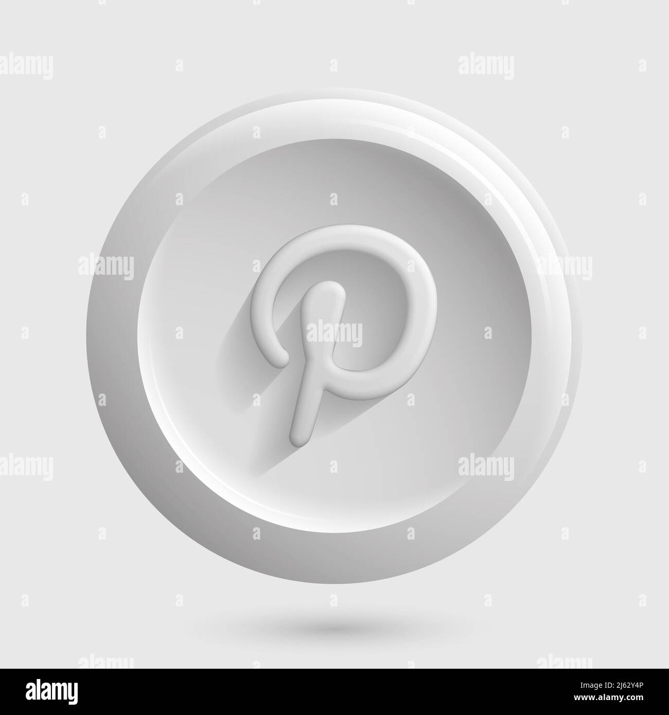 Social Media P Icon. White 3D Isolated Logotype. High quality photo Stock Photo