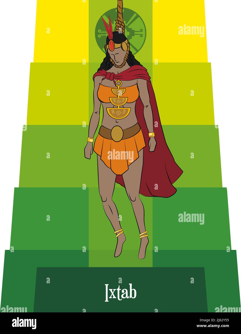Illustration vector isolated of Mayan mythology, gods Ixtab Stock Vector