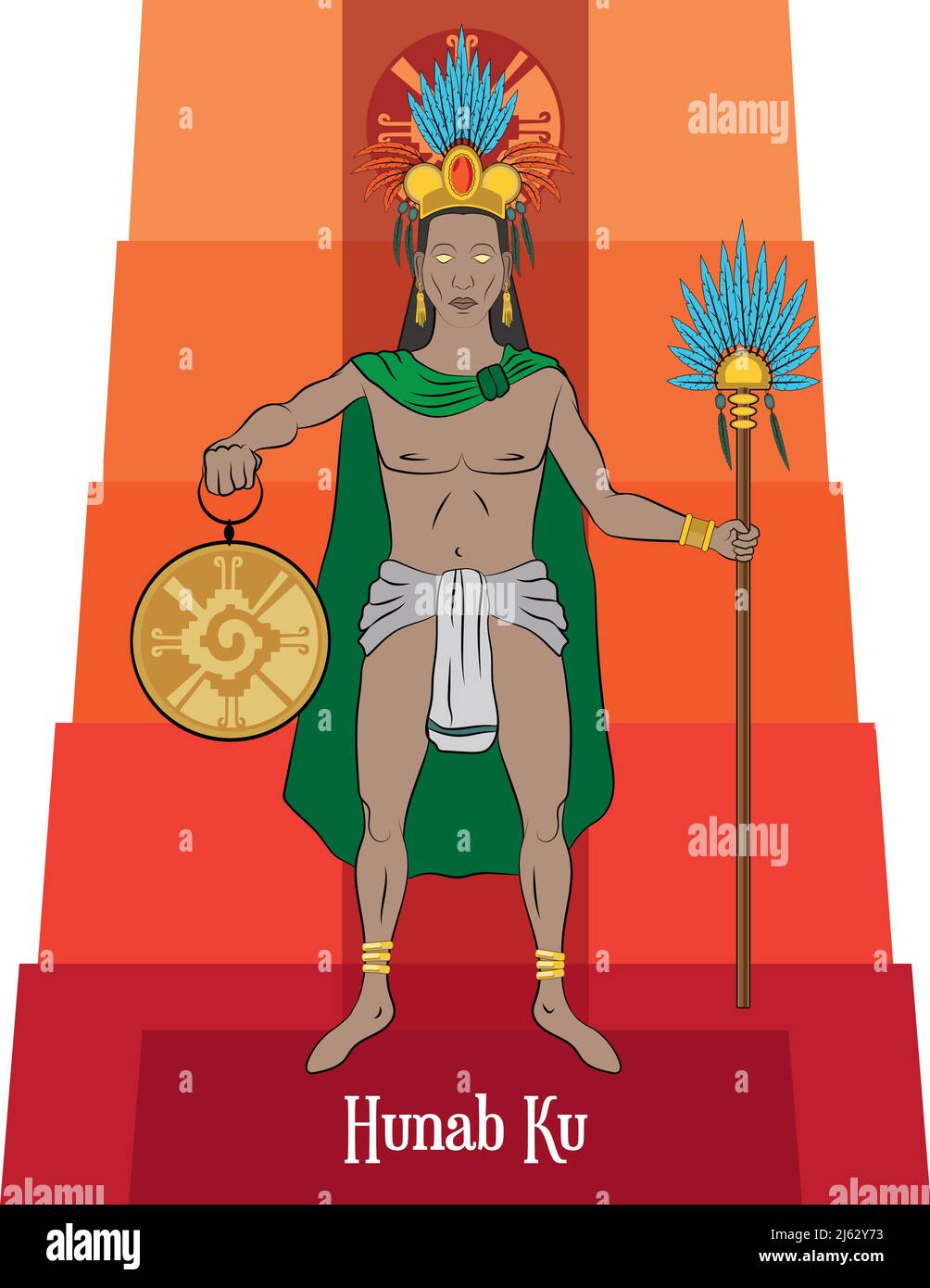 Illustration vector isolated of Mayan mythology, gods Hunab ku Stock Vector