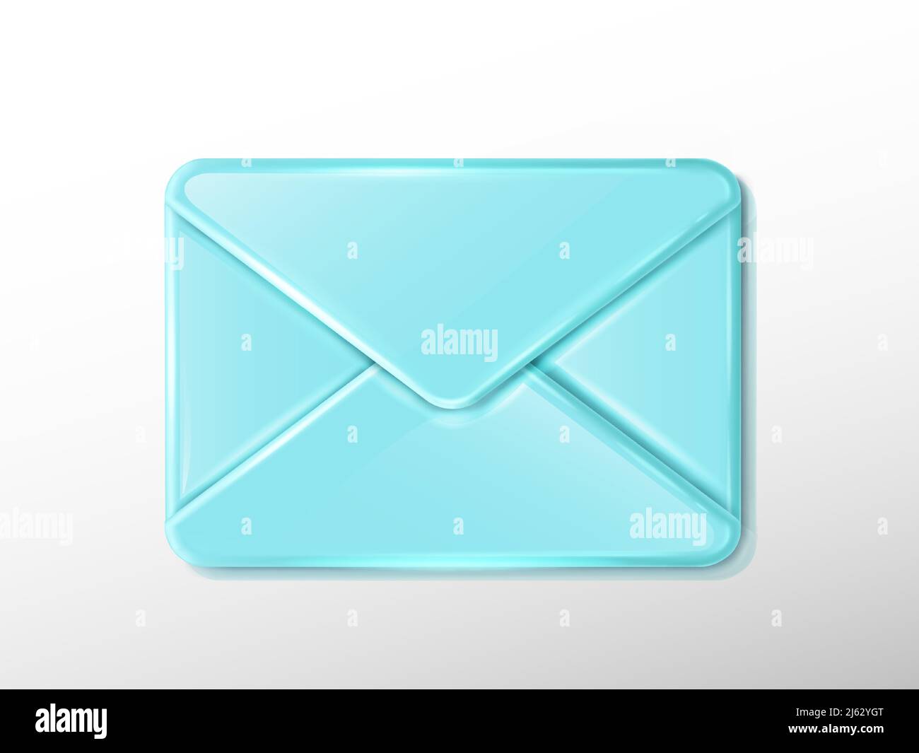 3d realistic vector icon. Blue envelope. Isolated on background. Stock Vector