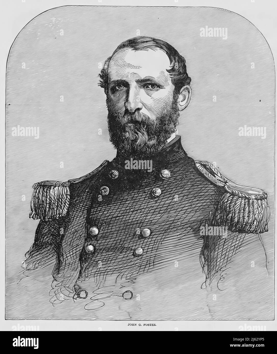 Portrait of John Gray Foster, Union Army General in the American Civil War. 19th century illustration Stock Photo