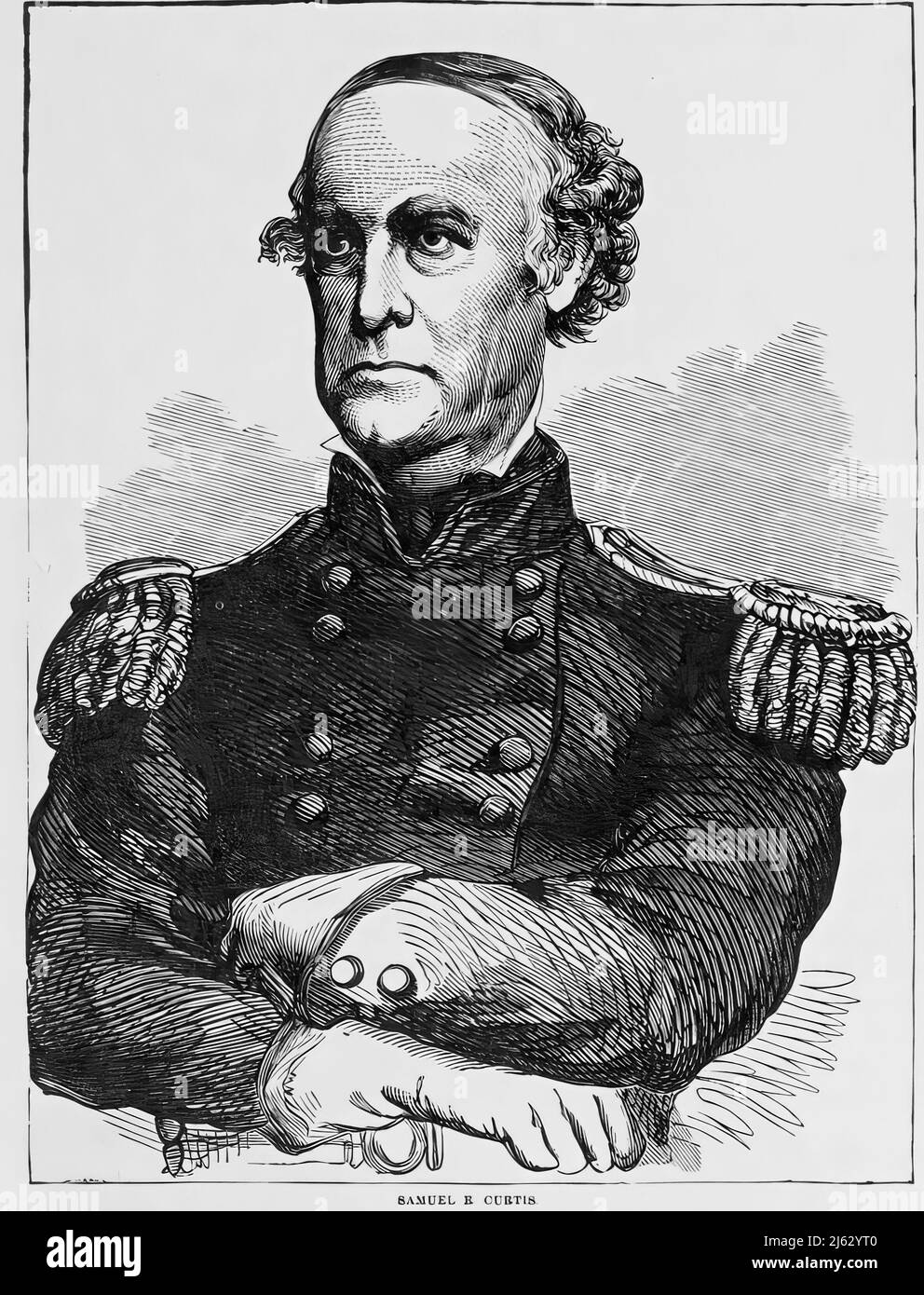 Portrait of Samuel Ryan Curtis, Union Army General in the American Civil War. 19th century illustration Stock Photo